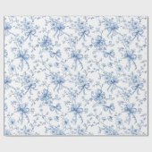 Blue Ribbons and Bows Toile Coquette Pattern Cadeaupapier (Vlak)