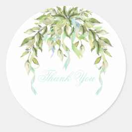 Blue Ribbons Floral Greenery Dank je klassieke Ro Ronde Sticker