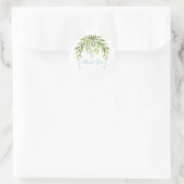 Blue Ribbons Floral Greenery Dank je Ronde Sticker (Tas)