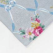  Blue Ribbons Roos Floral  Wallpaper Fleece Deken (Hoek)