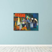 Blue Rider Cafe Expressionistische Kunst Reproduct Canvas Afdruk (Insitu (Houten vloer))