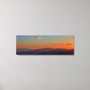 Blue Ridge Mountain Sunset Panorama Canvas Afdrukk Afdruk