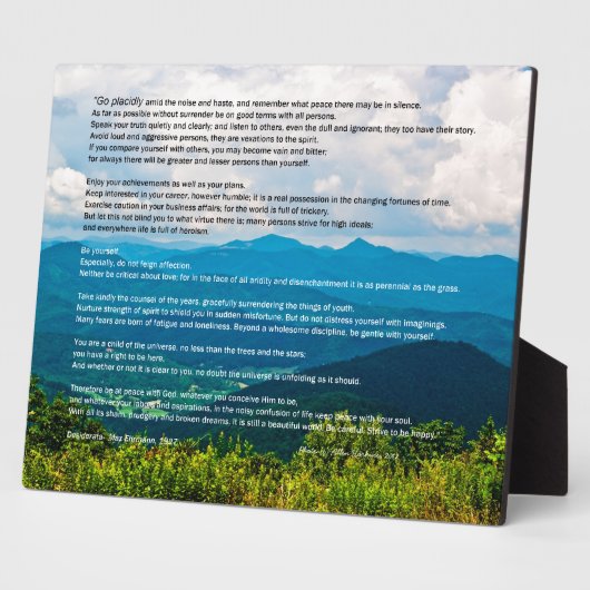 Blue Ridge Mountains Desiderata Plaque (Côté)