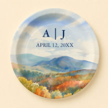 Blue Ridge Mountains Herfst Aquarel Bruiloft