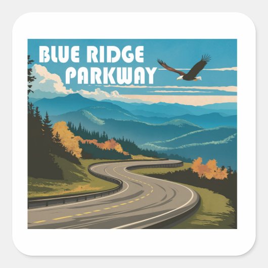 Blue Ridge Parkway Eagle Vierkante Sticker (Voorkant)