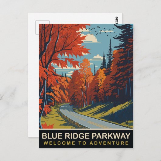Blue Ridge Parkway, Reizen Briefkaart (Voorkant / Achterkant)