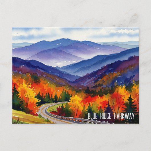 Blue Ridge Parkway Waterverf Briefkaart (Voorkant)