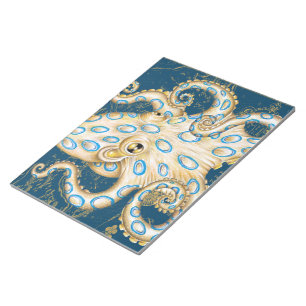 Blue Ring Octopus Indigo Vintage Map Nautical Notitieblok