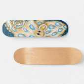 Blue Ring Octopus Indigo Vintage Map Nautical Skateboard (Horizontaal)