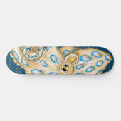 Blue Ring Octopus Indigo Vintage Map Nautical Skateboard (Horizontaal)
