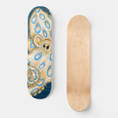 Blue Ring Octopus Indigo Vintage Map Nautical Skateboard (Voorkant)