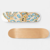 Blue ring Octopus on White Ink Skateboard (Horizontaal)