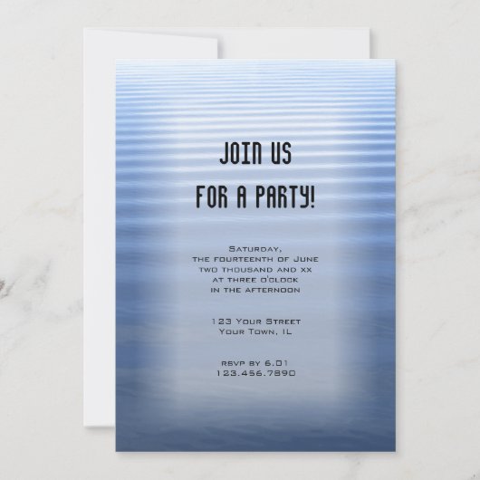 Blue Rippled Water All Purpose Party Invitation Kaart (Voorkant)