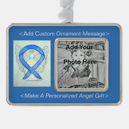 Blue River Awareness Ribbon Angel Ornament (Voorkant)