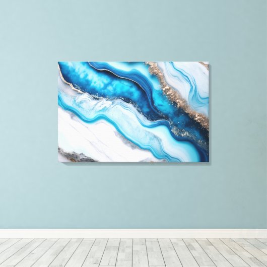Blue River Marble Canvas Afdruk (Insitu (Houten vloer))