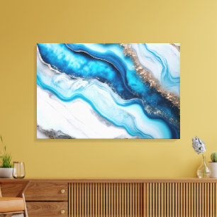 Blue River Marble Canvas Afdruk