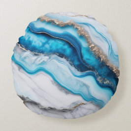 Blue River Marble Rond Kussen