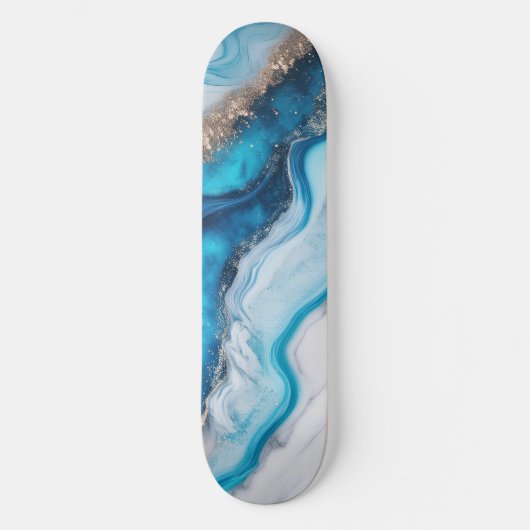 Blue River Marble Skateboard (Voorkant)