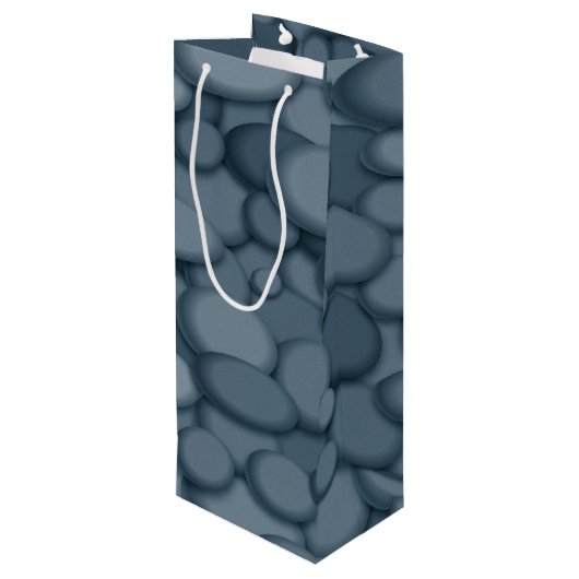 Blue River Rock Pebbles Art Wijn Cadeautas (Achterkant Gekanteld)