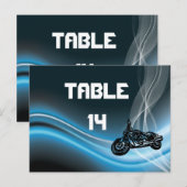 Blue road biker trouwtafel nummer briefkaart (Voorkant / Achterkant)