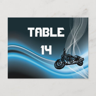 Blue road biker trouwtafel nummer briefkaart