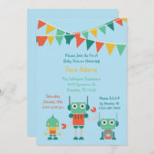 Blue Robot 5x7 Baby shower Kaart (Voorkant / Achterkant)