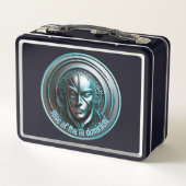 Blue Robot Mask - Opkomst van de AI dominioN (Achterkant)