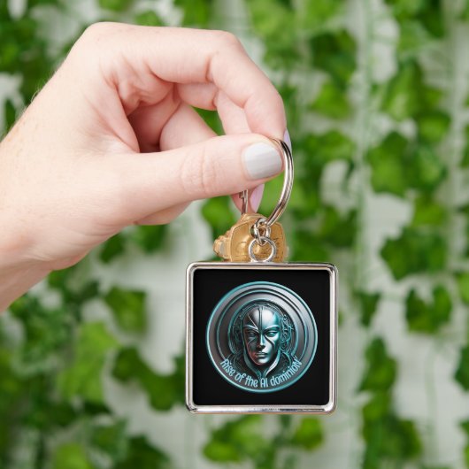 Blue Robot Mask - Opkomst van de AI dominioN Sleutelhanger (Hand)