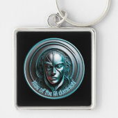 Blue Robot Mask - Opkomst van de AI dominioN Sleutelhanger (Voorkant)