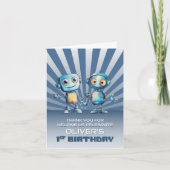 Blue Robot Thème 1er anniversaire Merci (Devant)