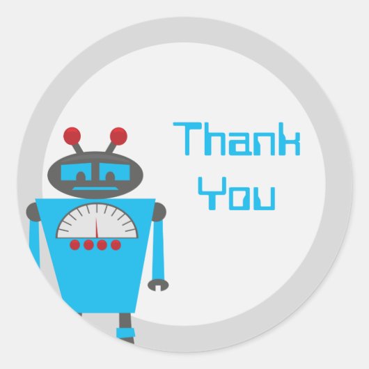 Blue Robot Verjaardagsfeestje Stickers (Voorkant)