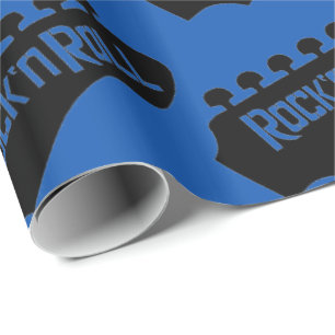 Blue Rock en Roll Guitar Pattern Cadeaupapier