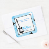 Blue Rock Star Guitar SQUARE Favor Sticker (Envelop)
