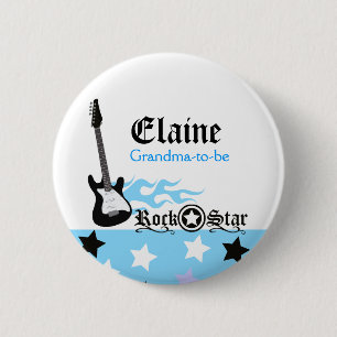 Blue Rock Star NAME TAG Personalized Button