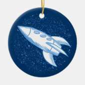 Blue Rocket Keramisch Ornament (Voorkant)