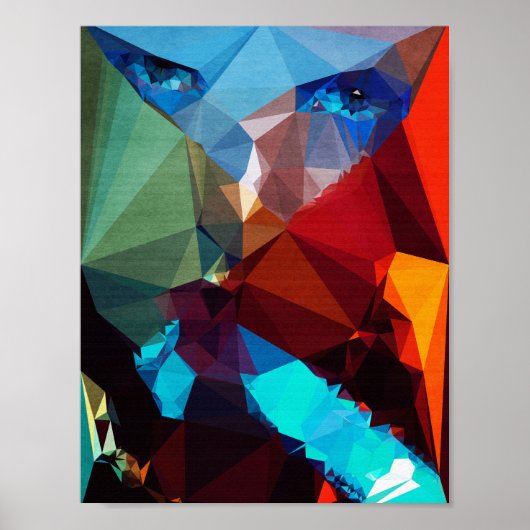 Blue Rocket - Kubistika van Boris Draschoff Poster (Voorkant)