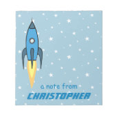 Blue Rocket Ship Buitenspace School Supplies Boy Notitieblok (Voorkant)