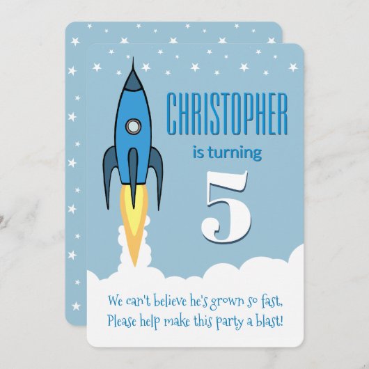 ← Blue Rocket Ship Outer Space Invitation Annivers (Devant / Derrière)