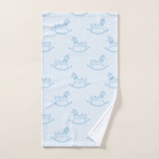 Blue Rocking Horse Baby Boy Set de serviettes pers (Serviette à main)