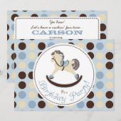 Blue Rocking Horse Birthday Kaart (Voorkant / Achterkant)