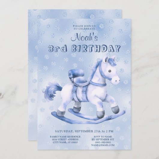 Blue Rocse Invitation Anniversaire (Devant / Derrière)