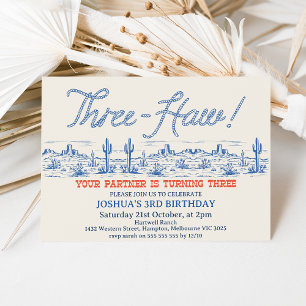  Blue Rodeo Three-Haw 3rd Birthday Kaart