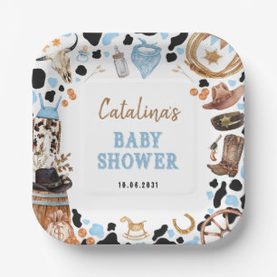 Blue Rodeo Western Cowboy Baby shower Papieren Bordje