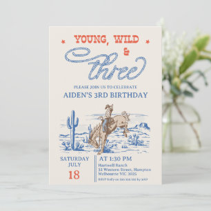  Blue Rodeo Young Wild Drie 3e Verjaardag Kaart