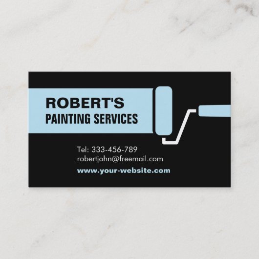 Blue Roller Paint Brush Painting Service Visitekaartje (Voorkant)