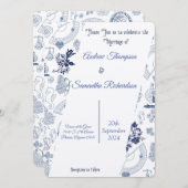 Blue  Romance Wedding Invitations (Voorkant / Achterkant)