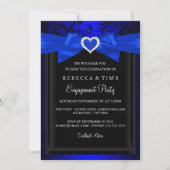 Blue Romantic Heart Engagement Party Invitation (Devant)