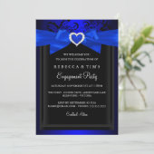 Blue Romantic Heart Engagement Party Invitation (Debout devant)