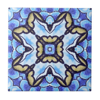 Blue Romantic Moroccan Abstract Floral Pattern Tegeltje