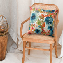 Blue Roos Autumn Floral Pattern